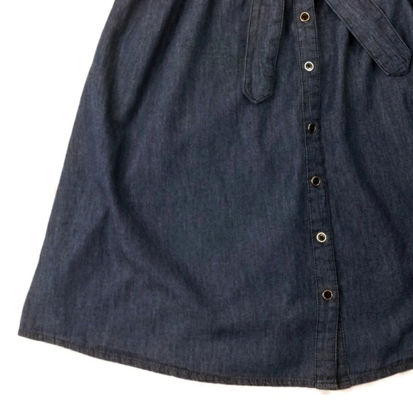 Millenium Dark Blue Chambray Cotton 3/4 Sleeve Button Front Dress Womens 2X - Picture 8 of 11